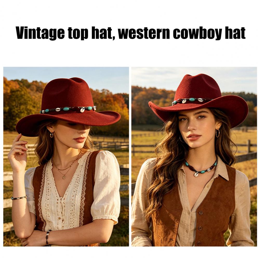 Fedora Hat Wool - Cappello in stile western da cowboy,