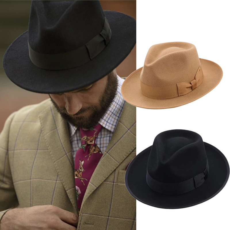 Fedora Hat Wool - Cappello Fedora nero Cappello a cilindro